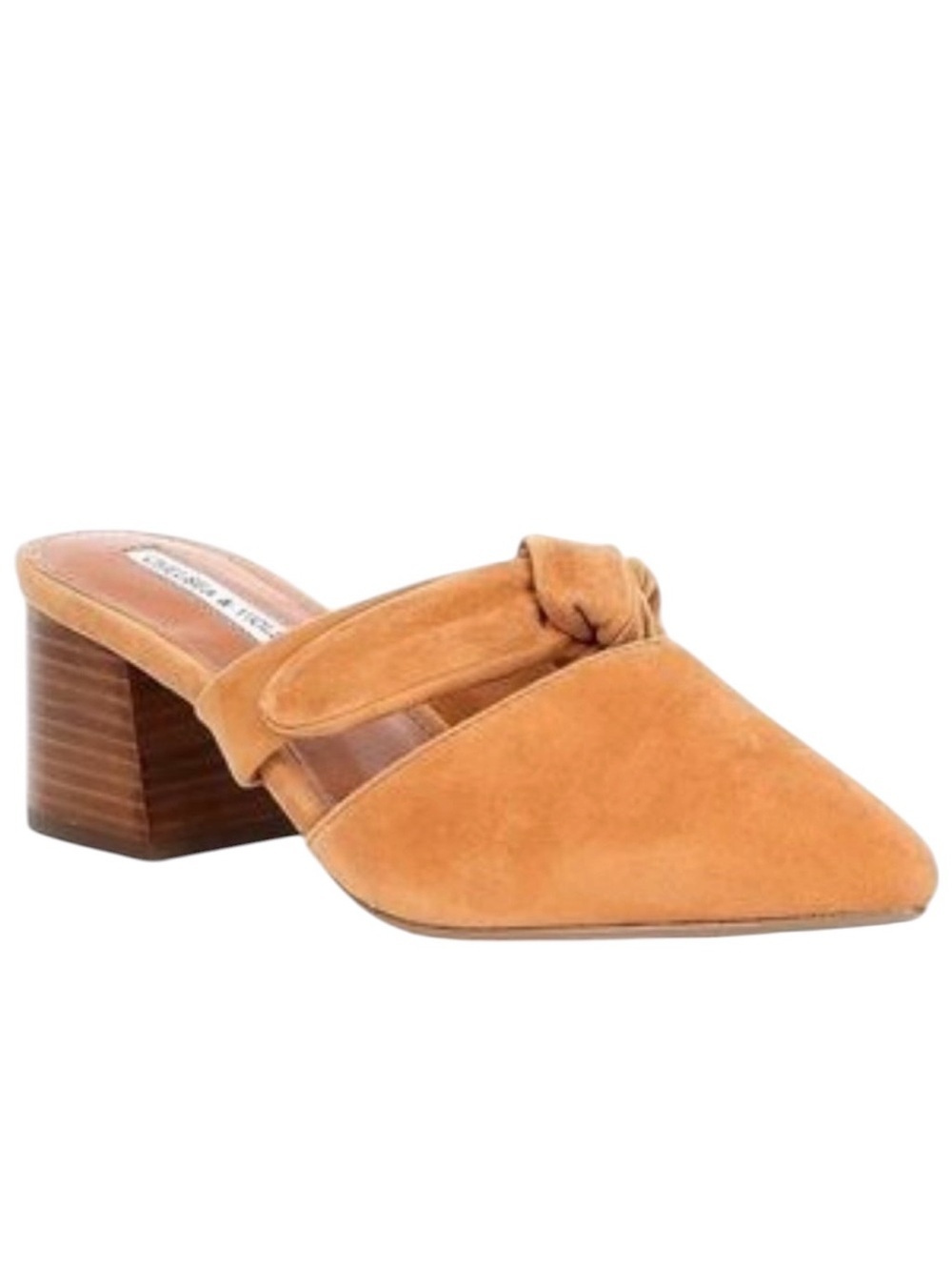 Chelsea & Violet Suede Mules Knot Detail Tan Women’s Size 9